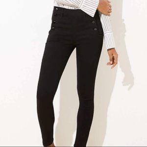 Loft Black Skinny Sailor Pants size 8
